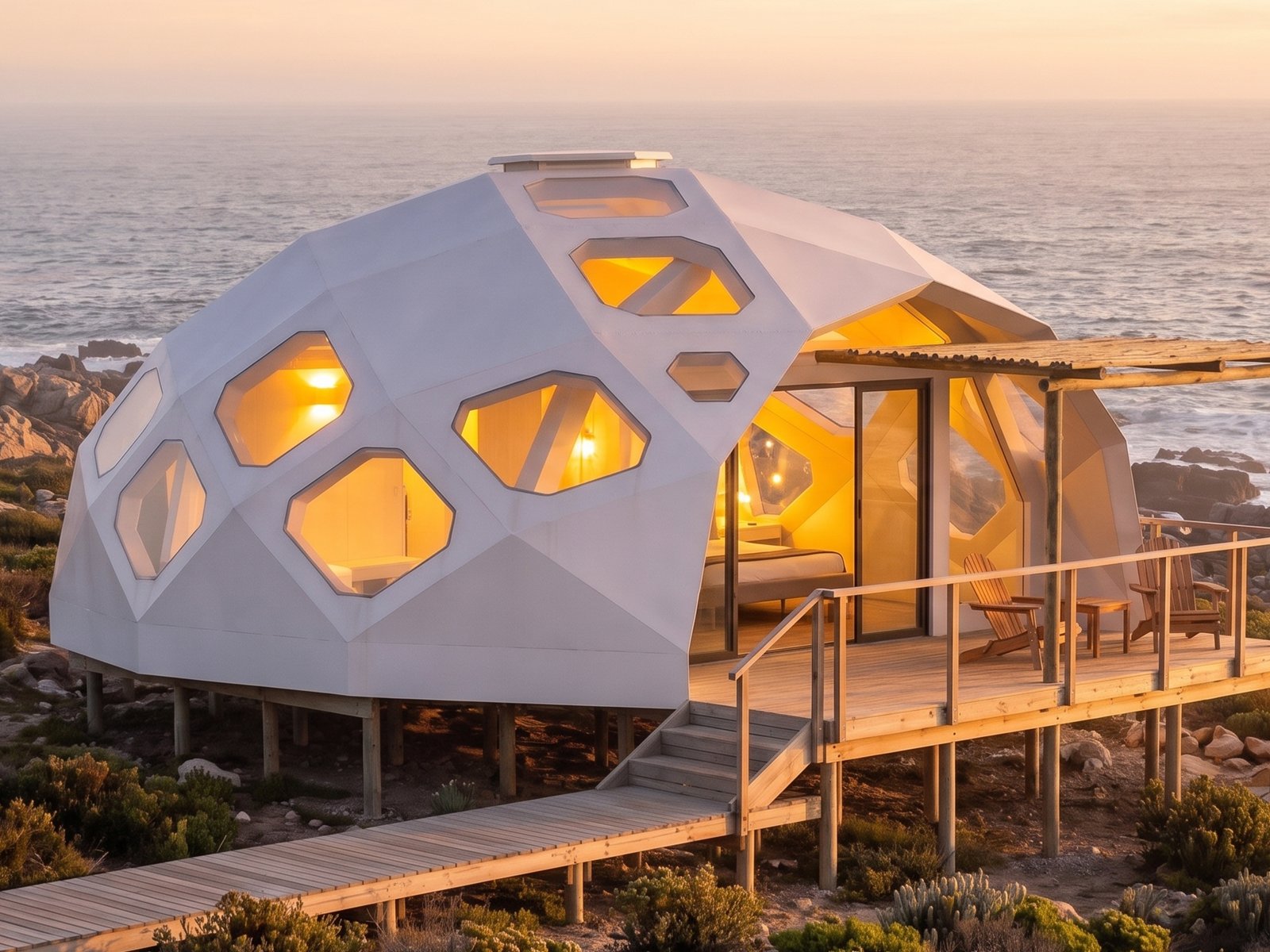 Kuppel Suit on a fynbos headland above the coast, design study